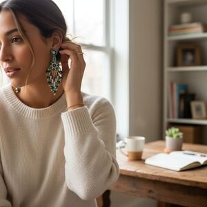 Elegant Blue and Silver Statement Earrings